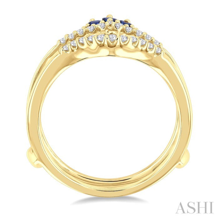 2.55X1.8 MM Baguette Cut Sapphire and 1/4 Ctw Round Cut Diamond Crown Precious Insert Ring in 14K Yellow Gold