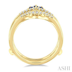 2.55X1.8 MM Baguette Cut Sapphire and 1/4 Ctw Round Cut Diamond Crown Precious Insert Ring in 14K Yellow Gold