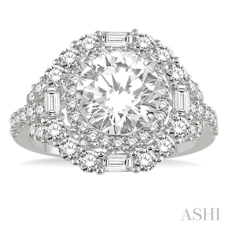 1 1/4 Ctw Diamond Semi-Mount Engagement Ring in 14K White Gold