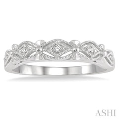 1/20 Ctw Diamond Shape Mount Round Cut Diamond Wedding Band in 14K White Gold
