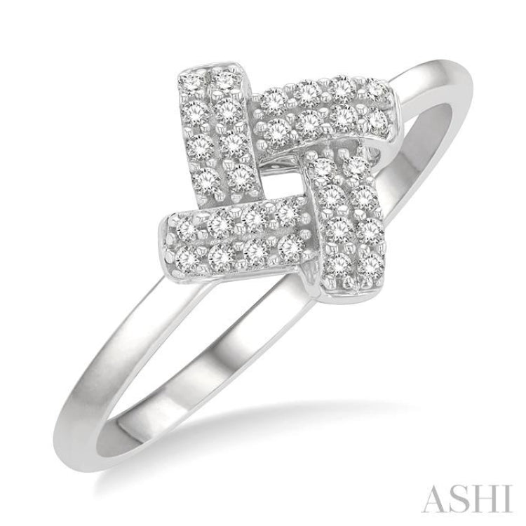 1/10 Ctw Petite Interwoven Round Cut Diamond Fashion Ring in 10K White Gold