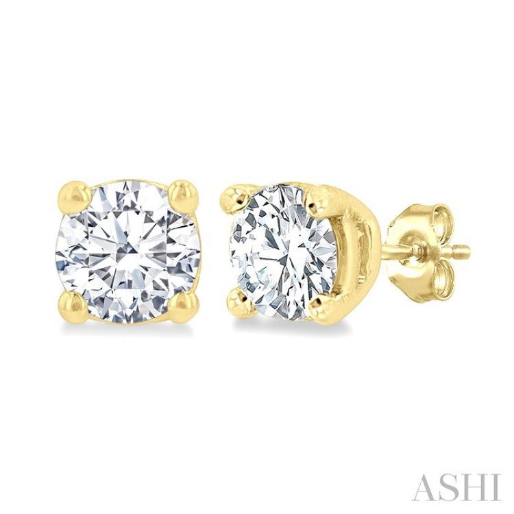 3/8 Ctw Round Cut Diamond Stud Earrings in 14K Yellow Gold