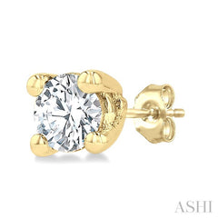 1/10 Ctw Round Cut Diamond Stud Earrings in 14K Yellow Gold