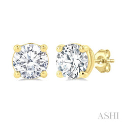 1 1/2 Ctw Round Cut Diamond Stud Earrings in 14K Yellow Gold