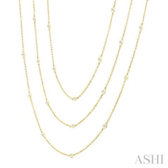 1 Ctw Bezel Set Round Cut Diamond 60-Inch Long Station Necklace in 14K Yellow Gold