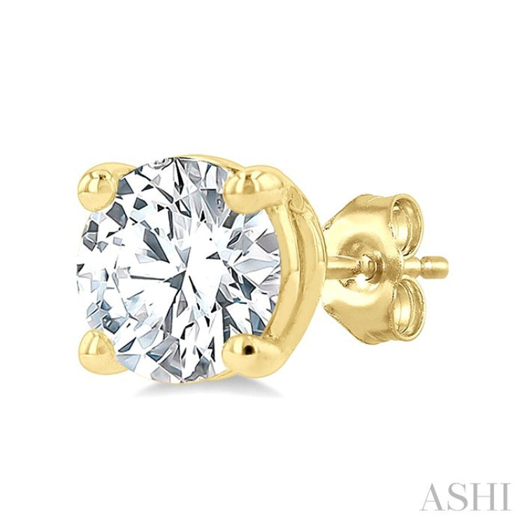 1 1/4 Ctw Round Cut Diamond Stud Earrings in 14K Yellow Gold
