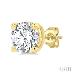 1 1/4 Ctw Round Cut Diamond Stud Earrings in 14K Yellow Gold
