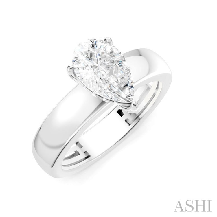 1/20 Ctw Pear Shape Round Cut Diamond Semi-Mount Engagement Ring in 14K White Gold