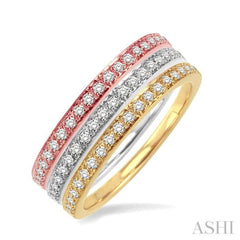 1/2 Ctw Round Cut Diamond Band in 14K Tri Color Gold