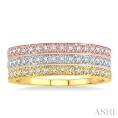 1/2 Ctw Round Cut Diamond Band in 14K Tri Color Gold