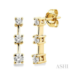 1/2 Ctw Round Cut Diamond Earrings in 14K Yellow Gold