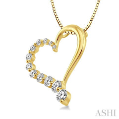 1/2 Ctw Round Cut Diamond Heart Half Journey Pendant in 14K Yellow Gold with Chain