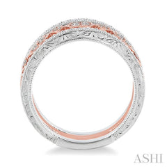 1/2 Ctw Round Cut Diamond Triple Band Set in 14K White and Rose Gold