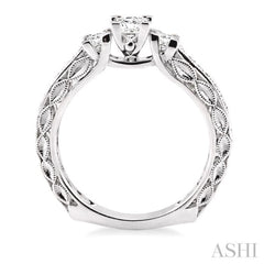 1/2 Ctw Diamond Engagement Ring with 1/4 Ct Princess Cut Center Stone in 14K White Gold