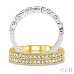 1/2 Ctw Round Cut Diamond Triple Band Set in 14K White and Yellow Gold