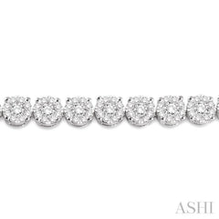 9 1/2 Ctw Round Cut Diamond Lovebright Bracelet in 14K White Gold