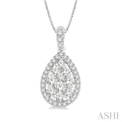 1/3 Ctw Pear Shape Diamond Lovebright Pendant in 14K White Gold with Chain