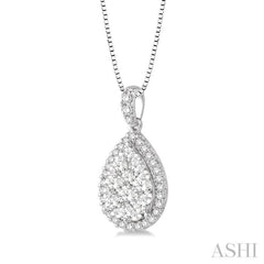 1/3 Ctw Pear Shape Diamond Lovebright Pendant in 14K White Gold with Chain