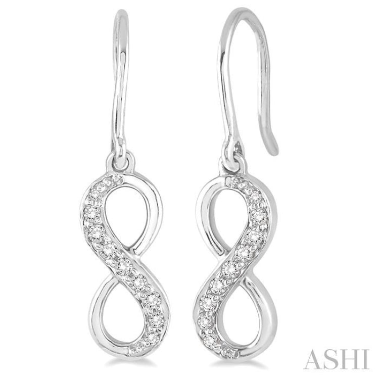 1/6 Ctw Round Cut Diamond Infinity Petite Earrings in 14K White Gold