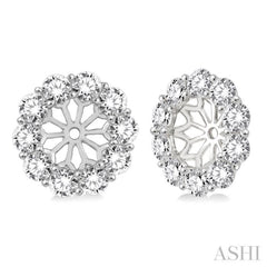 2 Ctw Round Cut Diamond Earring Jacket in 14K White Gold