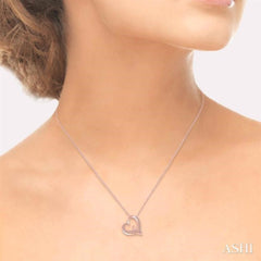 1/10 Ctw Round Cut Diamond Heart Pendant in 10K Rose Gold with Chain