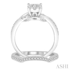 5/8 Ctw Round Cut Diamond Lovebright Bridal Set with 1/2 Ctw Engagement Ring and 1/6 Ctw Wedding Band in 14K White Gold