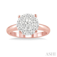 1/2 Ctw Lovebright Round Cut Diamond Ring in 14K Rose and White Gold