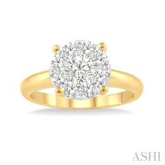 1/2 Ctw Lovebright Round Cut Diamond Ring in 14K Yellow and White Gold