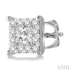 1 Ctw Lovebright Diamond Earrings in 14K White Gold