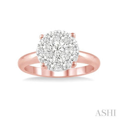 1/3 Ctw Lovebright Round Cut Diamond Ring in 14K Rose and White Gold