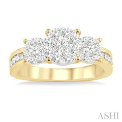 1 Ctw Lovebright Round Cut Diamond Ring in 14K Yellow and White Gold