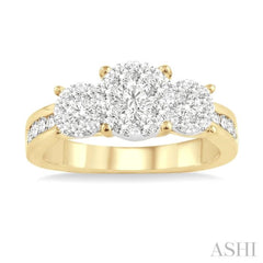 3/4 Ctw Lovebright Round Cut Diamond Ring in 14K Yellow and White Gold