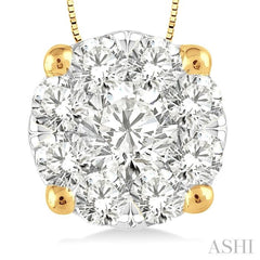 3/4 Ctw Lovebright Round Cut Diamond Pendant in 14K Yellow and White Gold with Chain