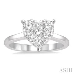 3/4 Ctw Round Cut Diamond Heart Shape Lovebright Ring in 14K White Gold