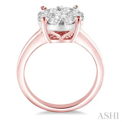 1 1/2 Ctw Lovebright Round Cut Diamond Ring in 14K Rose and White Gold