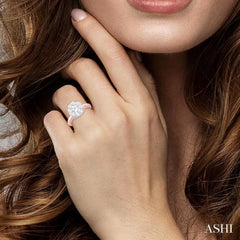 1 1/2 Ctw Lovebright Round Cut Diamond Ring in 14K Rose and White Gold