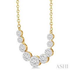 1 Ctw Round Cut Diamond Lovebright Necklace in 14K Yellow and White Gold