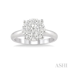 1/4 Ctw Lovebright Round Cut Diamond Ring in 14K White Gold