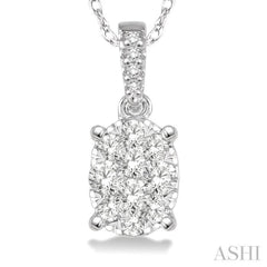 1/6 Ctw Oval Shape Diamond Lovebright Pendant in 14K White Gold with Chain