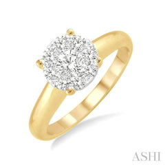 1/4 Ctw Lovebright Round Cut Diamond Ring in 14K Yellow and White Gold