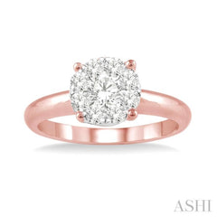 1/8 Ctw Lovebright Round Cut Diamond Ring in 14K Rose Gold