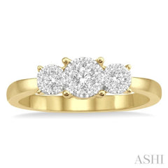 1/3 Ctw Lovebright Round Cut Diamond Ring in 14K Yellow and White Gold