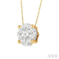 1/8 Ctw Lovebright Round Cut Diamond Pendant in 14K Yellow Gold with Chain