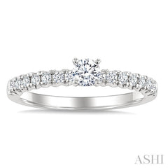 1/2 Ctw Endless Embrace Round Cut Diamond Ladies Engagement Ring with 1/4 Ct Round Cut Center Stone in 14K White Gold
