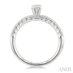1/2 Ctw Endless Embrace Round Cut Diamond Ladies Engagement Ring with 1/4 Ct Round Cut Center Stone in 14K White Gold