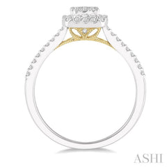 1/3 Ctw Round Diamond Lovebright Halo Engagement Ring in 14K White and Yellow Gold