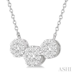 1/2 Ctw 3-Stone Lovebright Round Cut Diamond Necklace in 14K White Gold