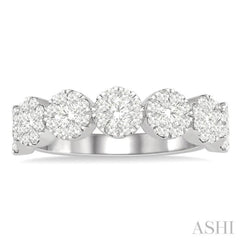 1 Ctw Jointed Circular Mount Lovebright Diamond Cluster Ring in 14K White Gold