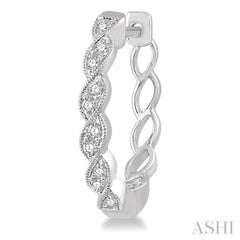 1/6 Ctw Braided Pattern Round Cut Diamond Hoop Earrings in 10K White Gold