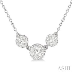 1/3 Ctw Triple Circle Lovebright Round Cut Diamond Necklace in 14K White Gold